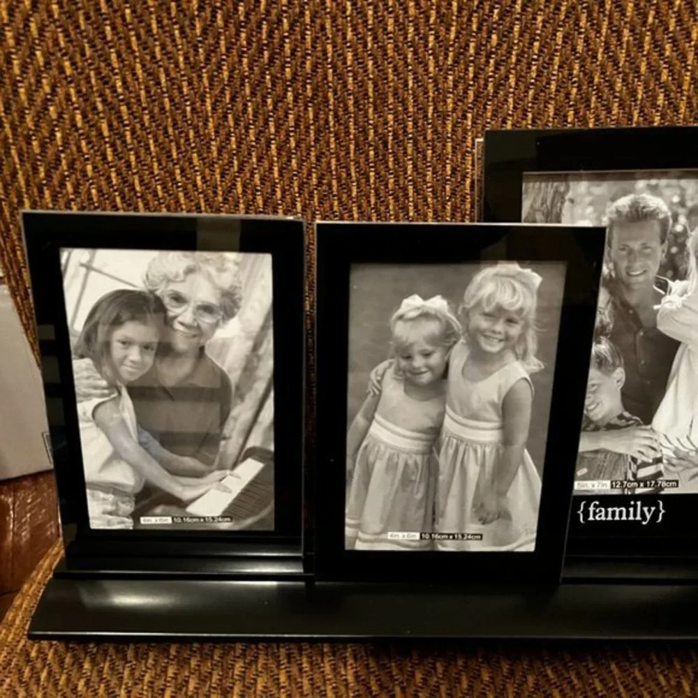 Picture Frame with a Slide-In Base / Holds two 4X6 photos and one 5X7 phone (new